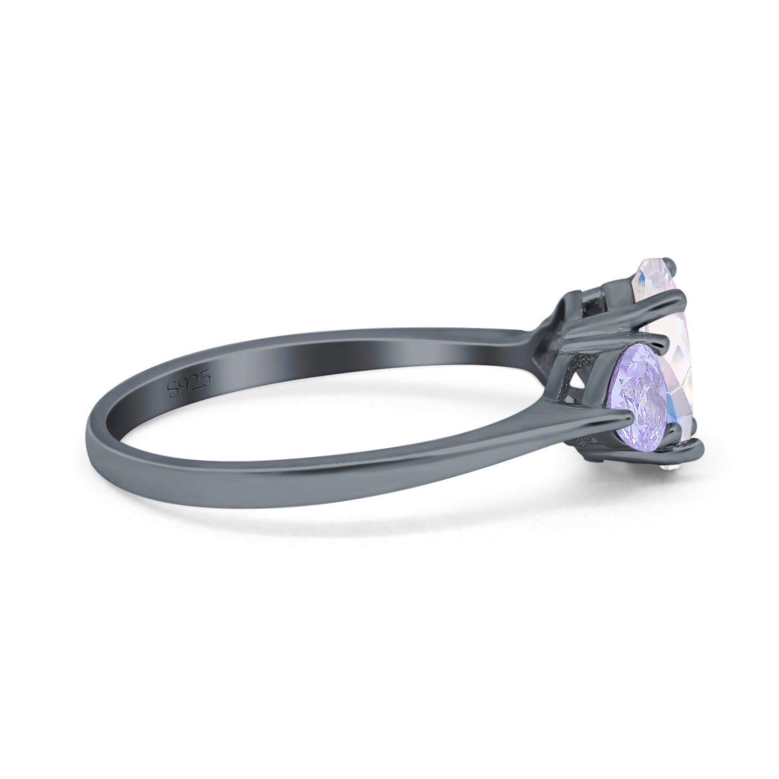 Art Deco Oval Natural Stone Trio Ring