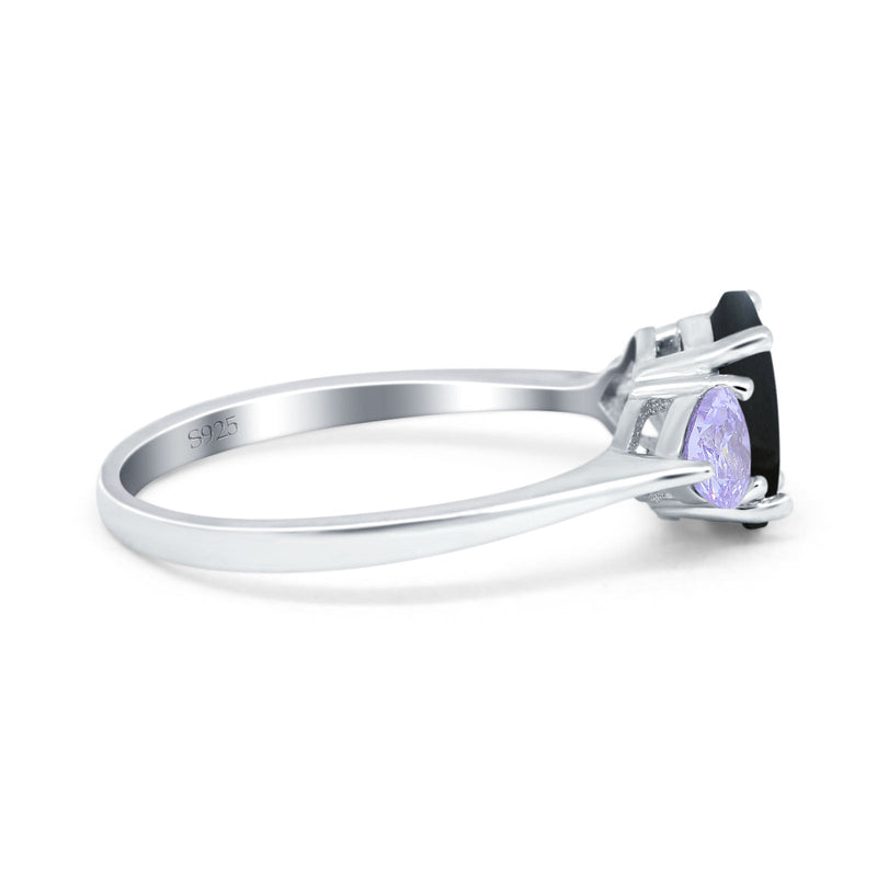 Art Deco Oval Natural Stone Trio Ring