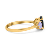 Art Deco Oval Natural Stone Trio Ring
