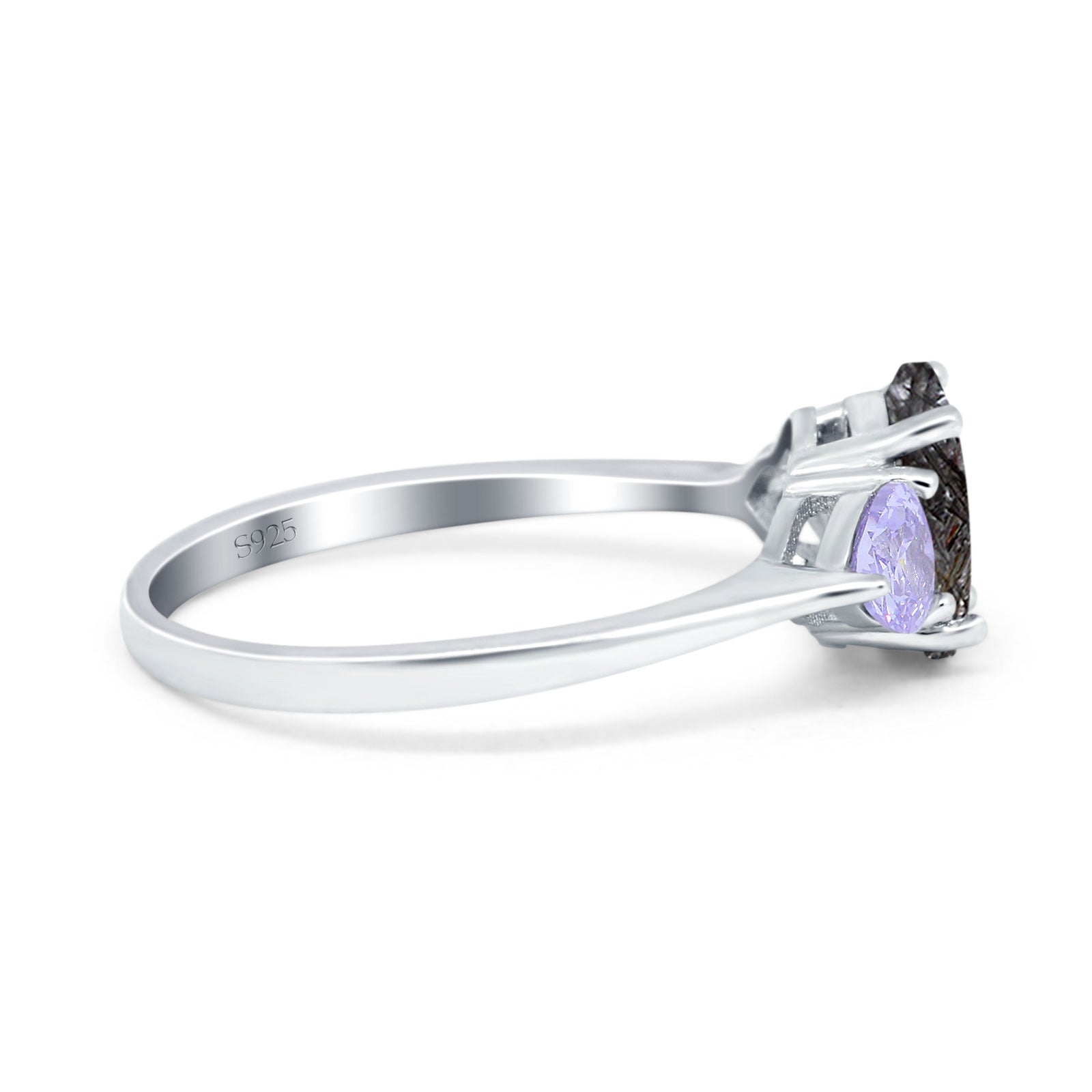 Art Deco Oval Natural Stone Trio Ring