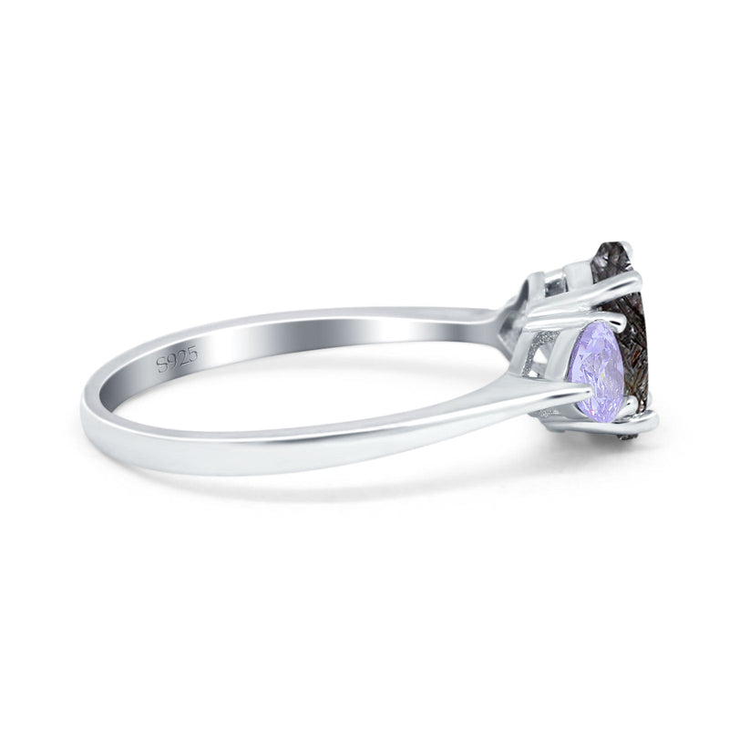 Art Deco Oval Natural Stone Trio Ring