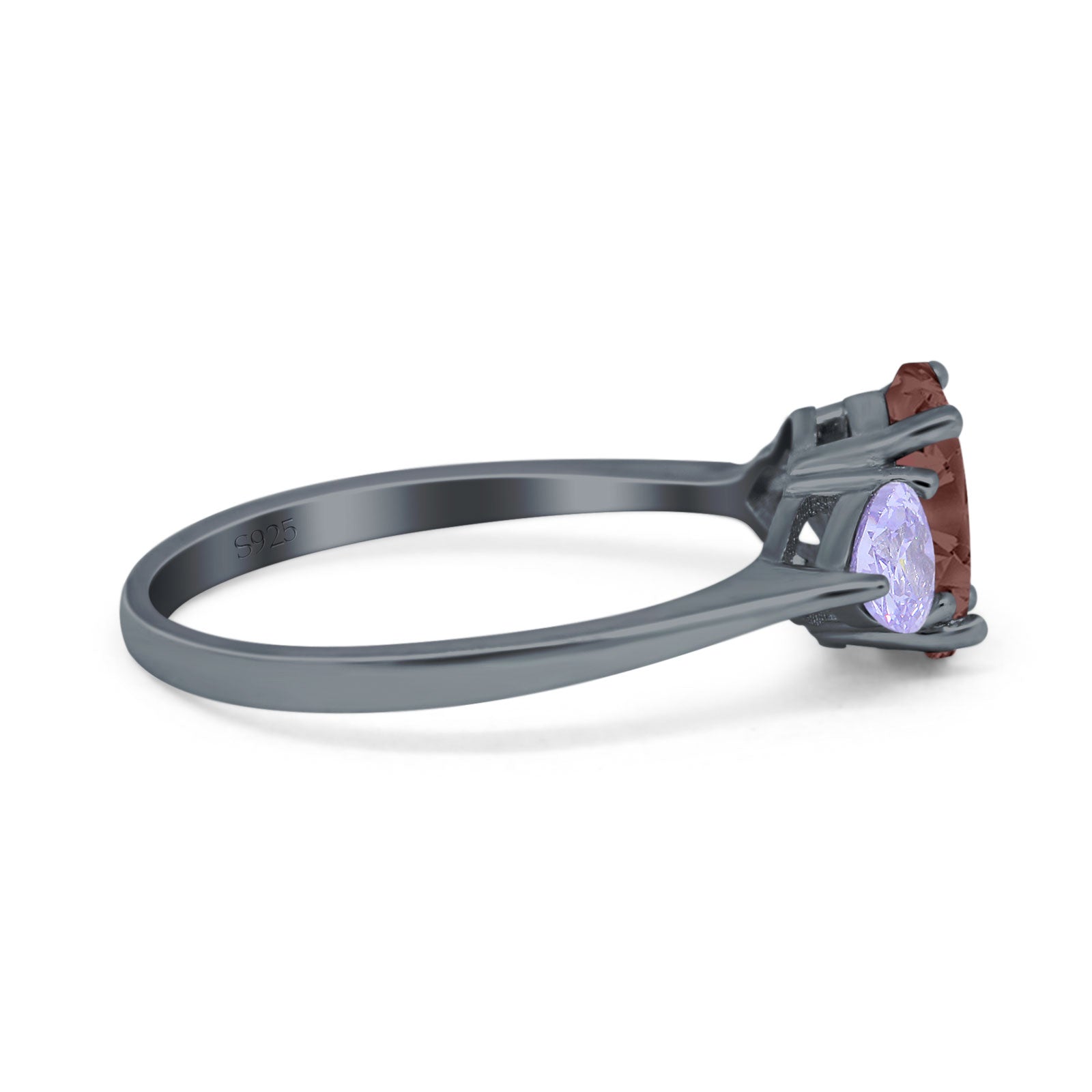 Art Deco Oval Natural Stone Trio Ring
