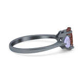 Art Deco Oval Natural Stone Trio Ring