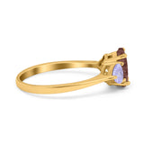 Art Deco Oval Natural Stone Trio Ring