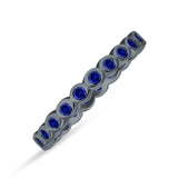 Minimalist 3mm Full Eternity Band Bezel Set Blue Sapphire CZ 925 Sterling Silver