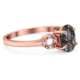 Art Deco Oval Natural Stone Filigree Ring