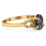 Art Deco Oval Natural Stone Filigree Ring