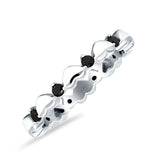 Round Black CZ 3mm Love Heart Ring 925 Sterling Silver