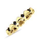 Round Black CZ 3mm Love Heart Ring 925 Sterling Silver