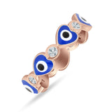 Heart 5mm Evil Eye Ring Cubic Zirconia Stackable Band 925 Sterling Silver