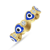 Heart 5mm Evil Eye Ring Cubic Zirconia Stackable Band 925 Sterling Silver