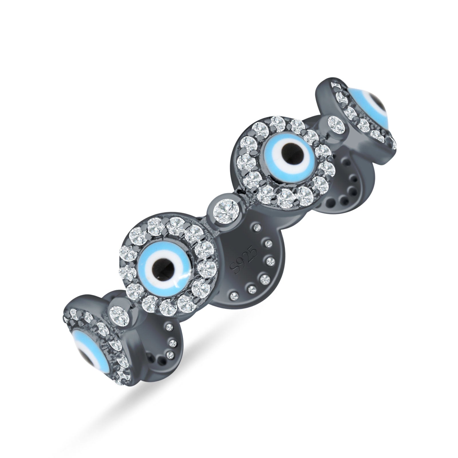 Round Halo CZ Evil Eye Ring