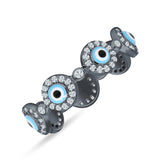Round Halo CZ Evil Eye Ring