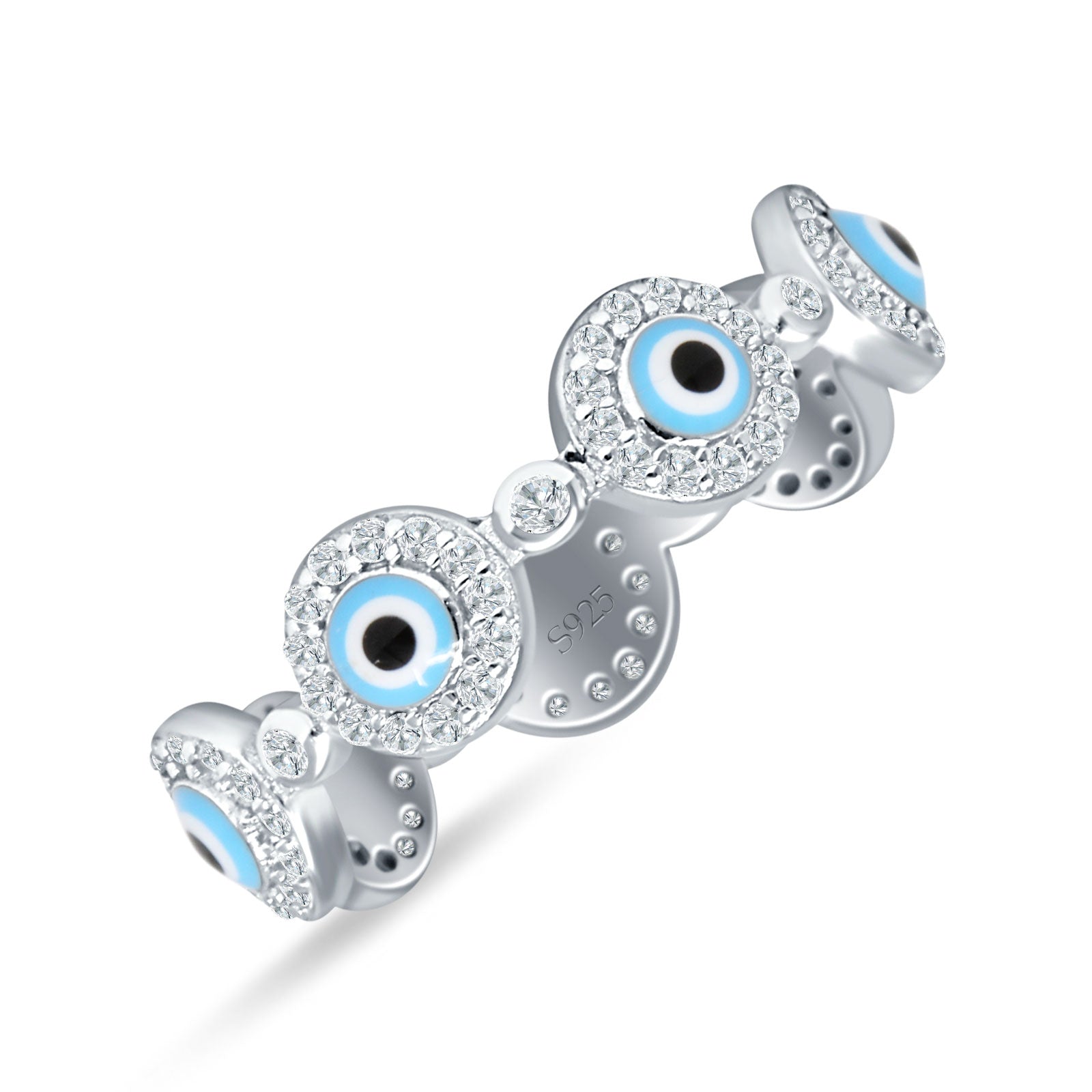 Round Halo CZ Evil Eye Ring