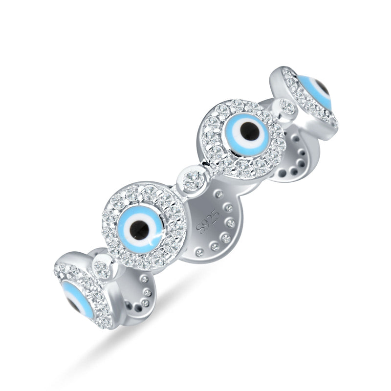 Round Halo CZ Evil Eye Ring