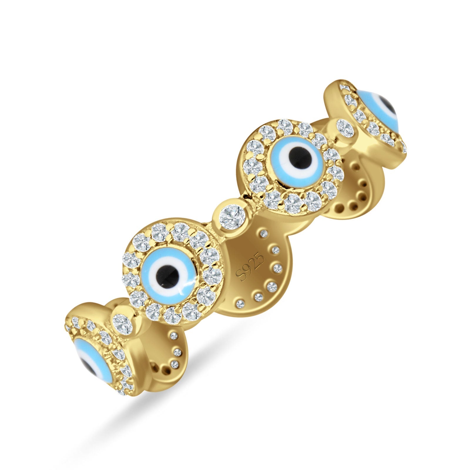 Round Halo CZ Evil Eye Ring