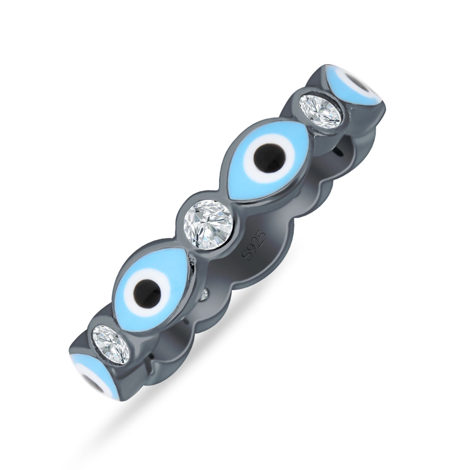 Evil Eye Ring CZ Full Eternity Band.