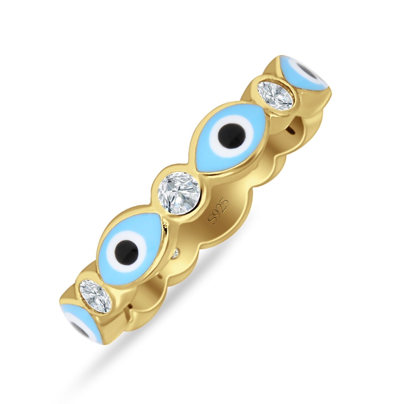 Evil Eye Ring CZ Full Eternity Band.