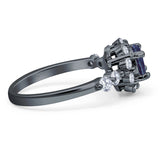 Vintage Style Round Natural Stone Flower Ring