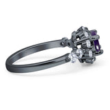 Vintage Style Round Natural Stone Flower Ring