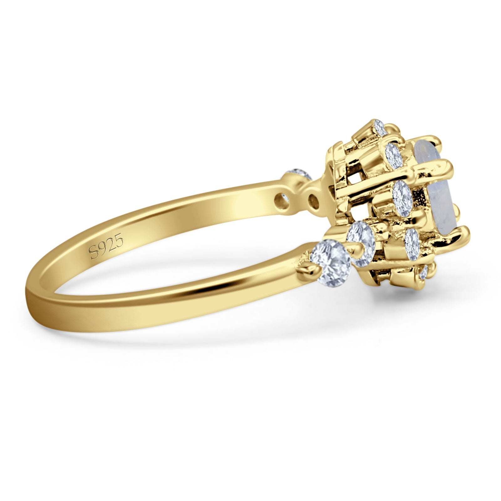 Vintage Style Round Natural Stone Flower Ring