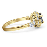 Vintage Style Round Natural Stone Flower Ring