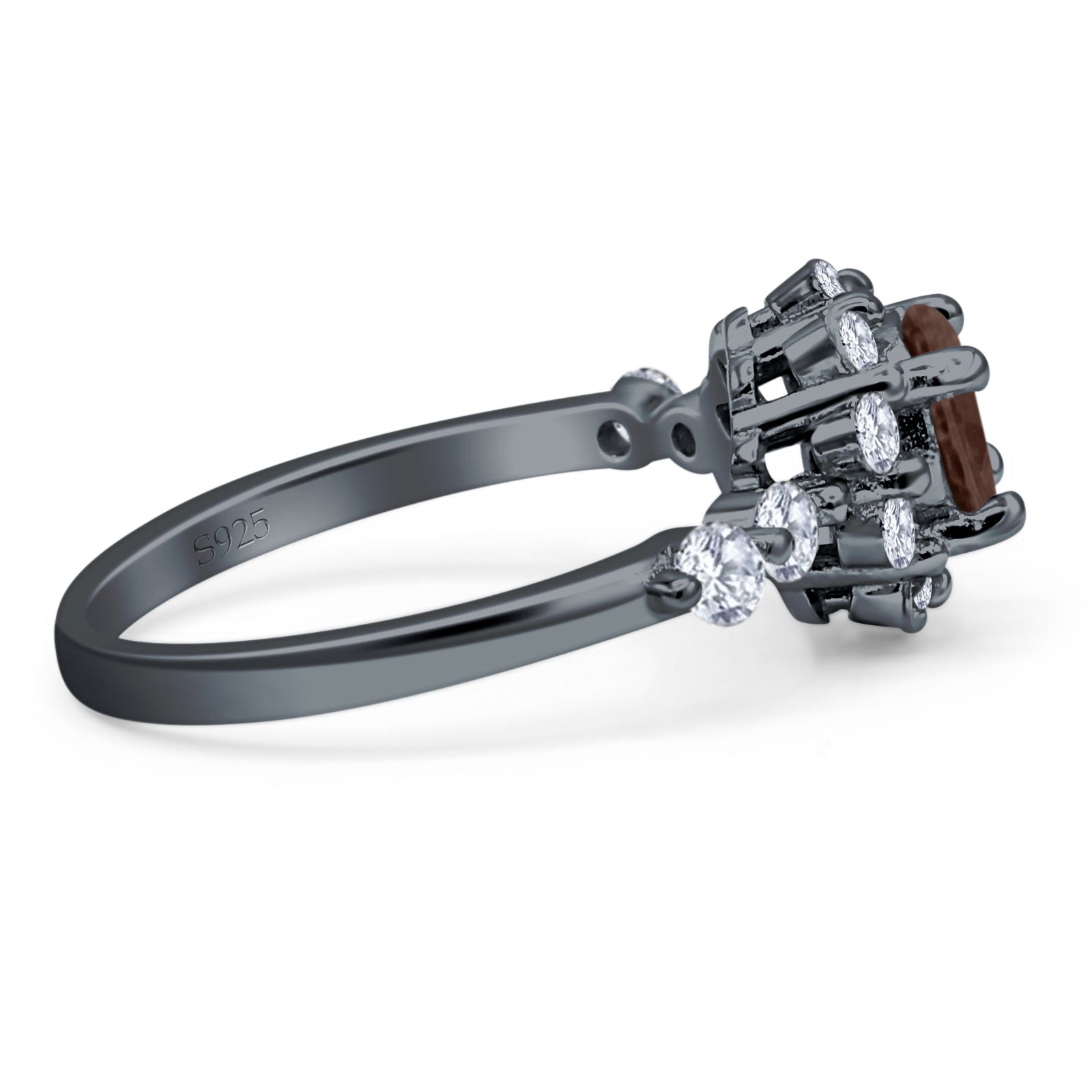 Vintage Style Round Natural Stone Flower Ring