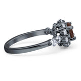 Vintage Style Round Natural Stone Flower Ring