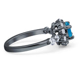Vintage Style Round Natural Stone Flower Ring