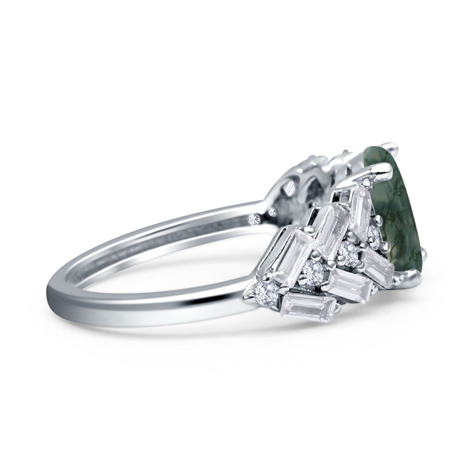 Oval Natural Stone Wedding Cocktail Ring