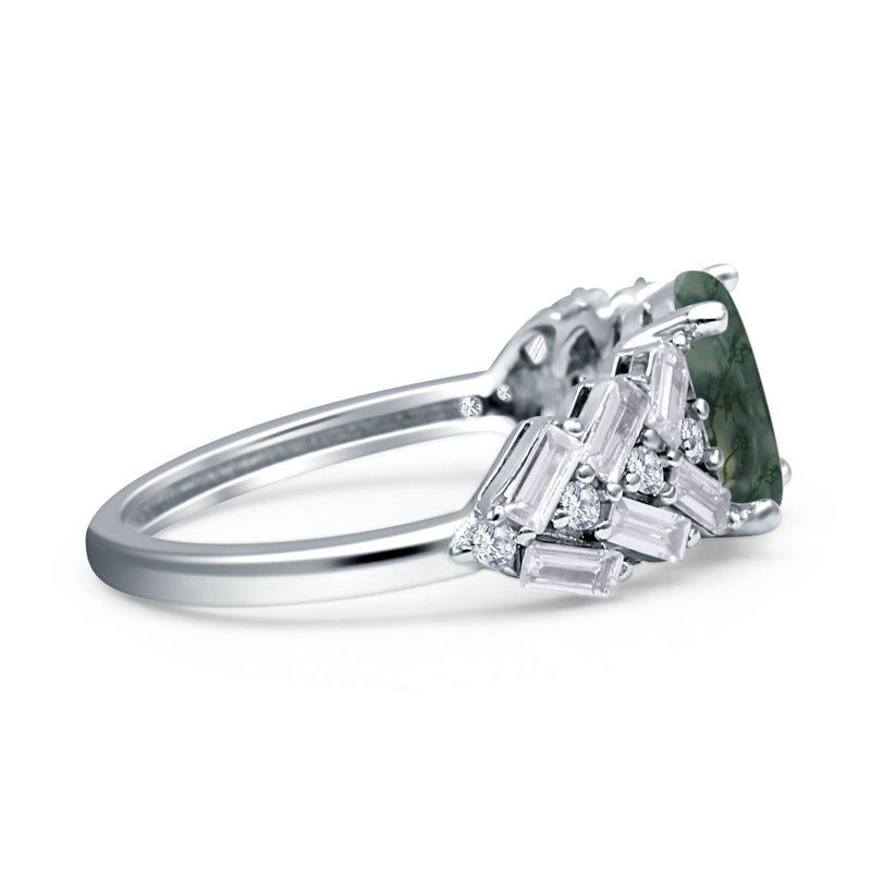Oval Natural Stone Wedding Cocktail Ring