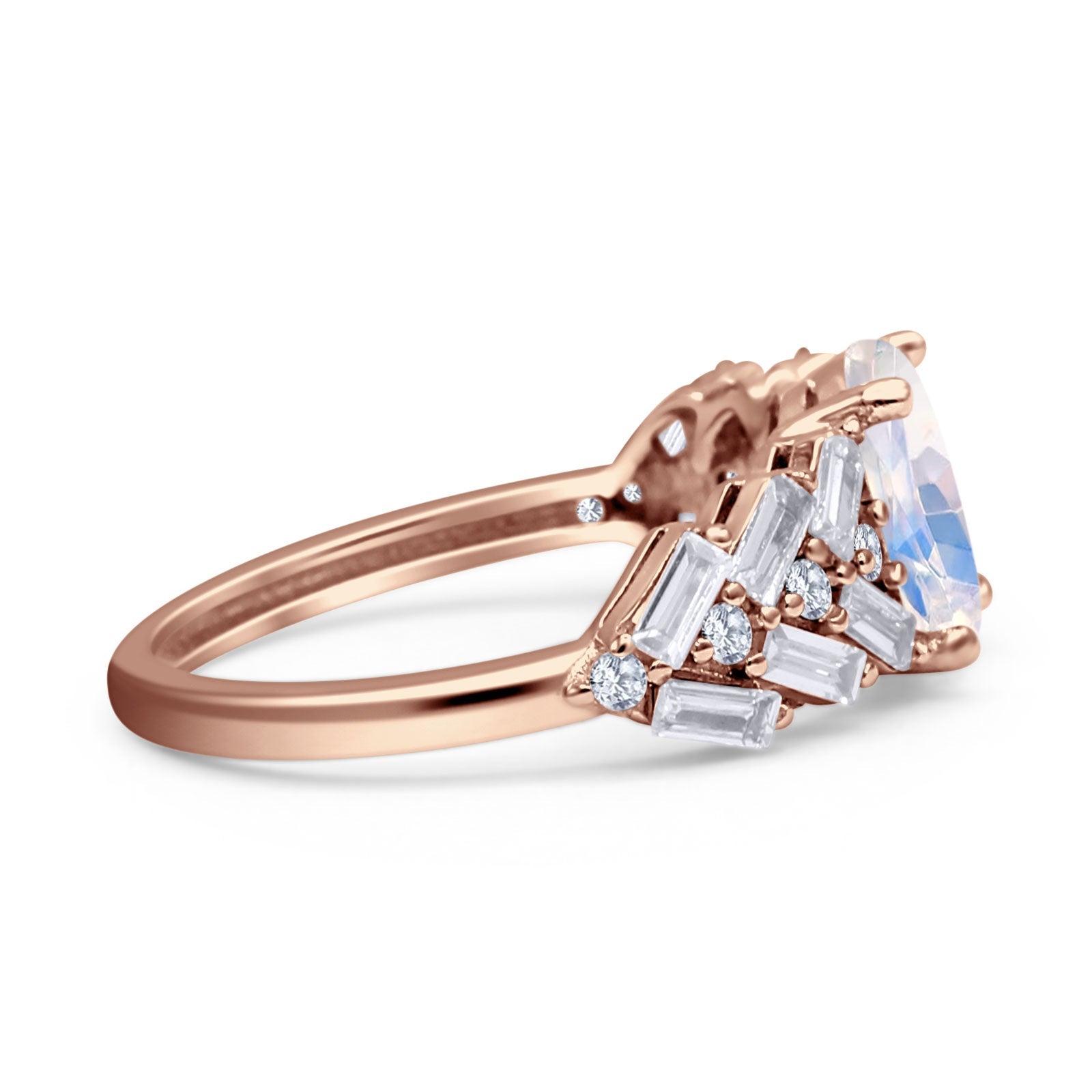 Oval Natural Stone Wedding Cocktail Ring