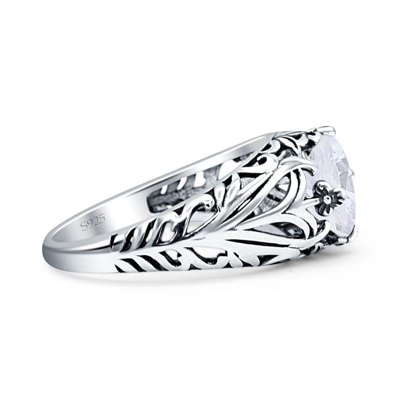 Round CZ Floral Ring
