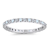 Stackable Band Ring Round Eternity Simulated CZ 925 Sterling Silver