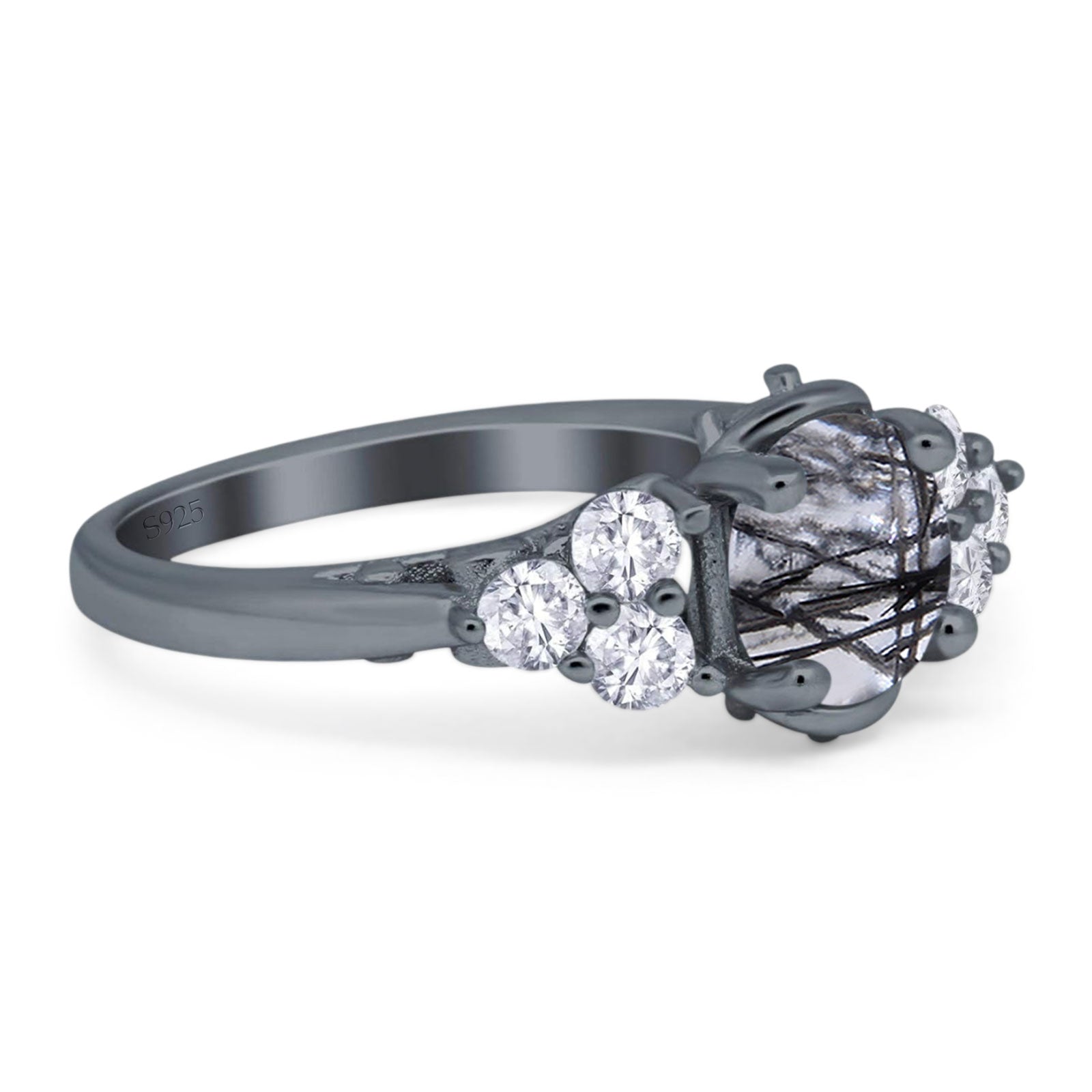 Vintage Style Round Natural Stone Filigree Ring