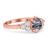 Vintage Style Round Natural Stone Filigree Ring