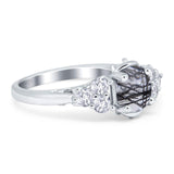 Vintage Style Round Natural Stone Filigree Ring