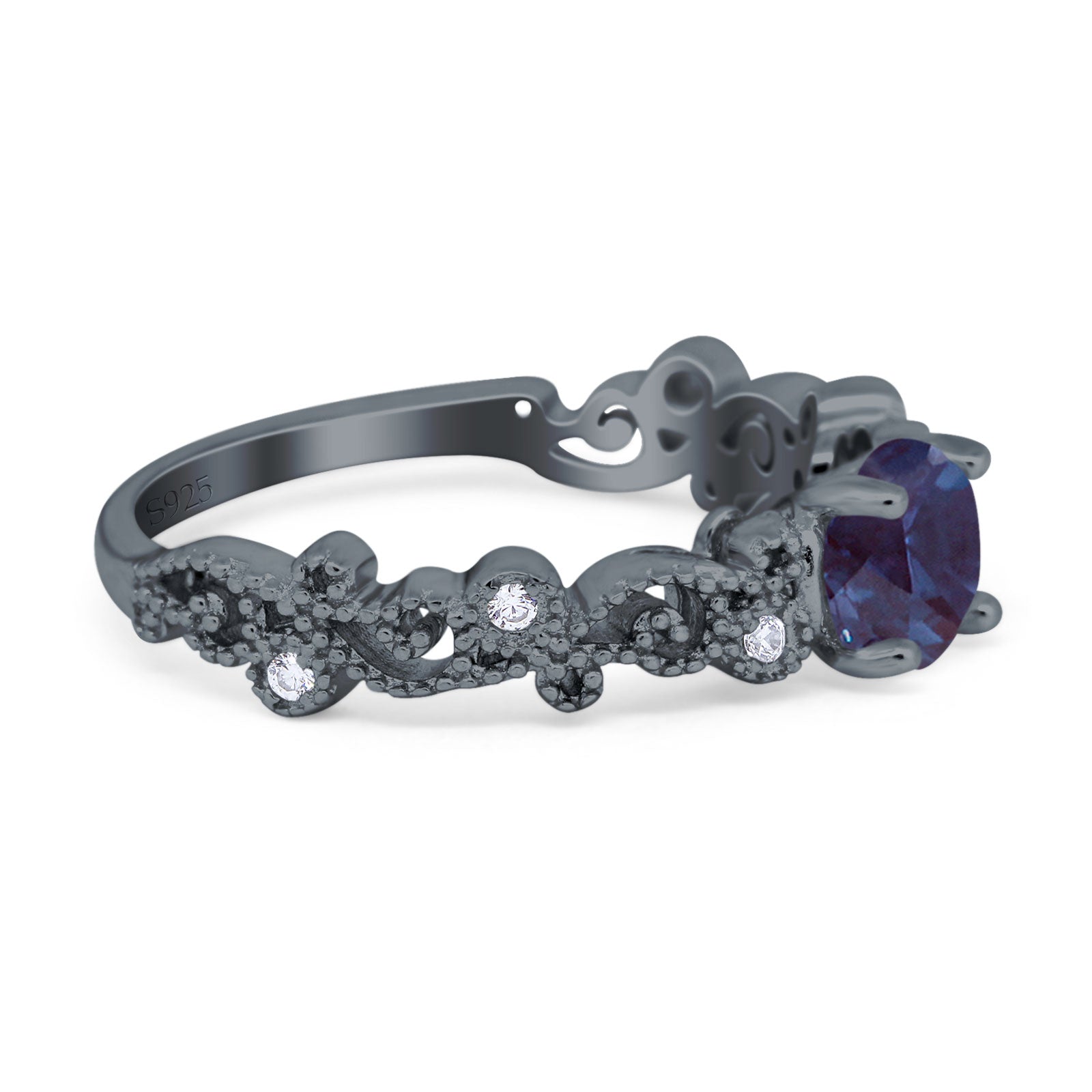 Round Natural Stone Filigree Beaded Ring