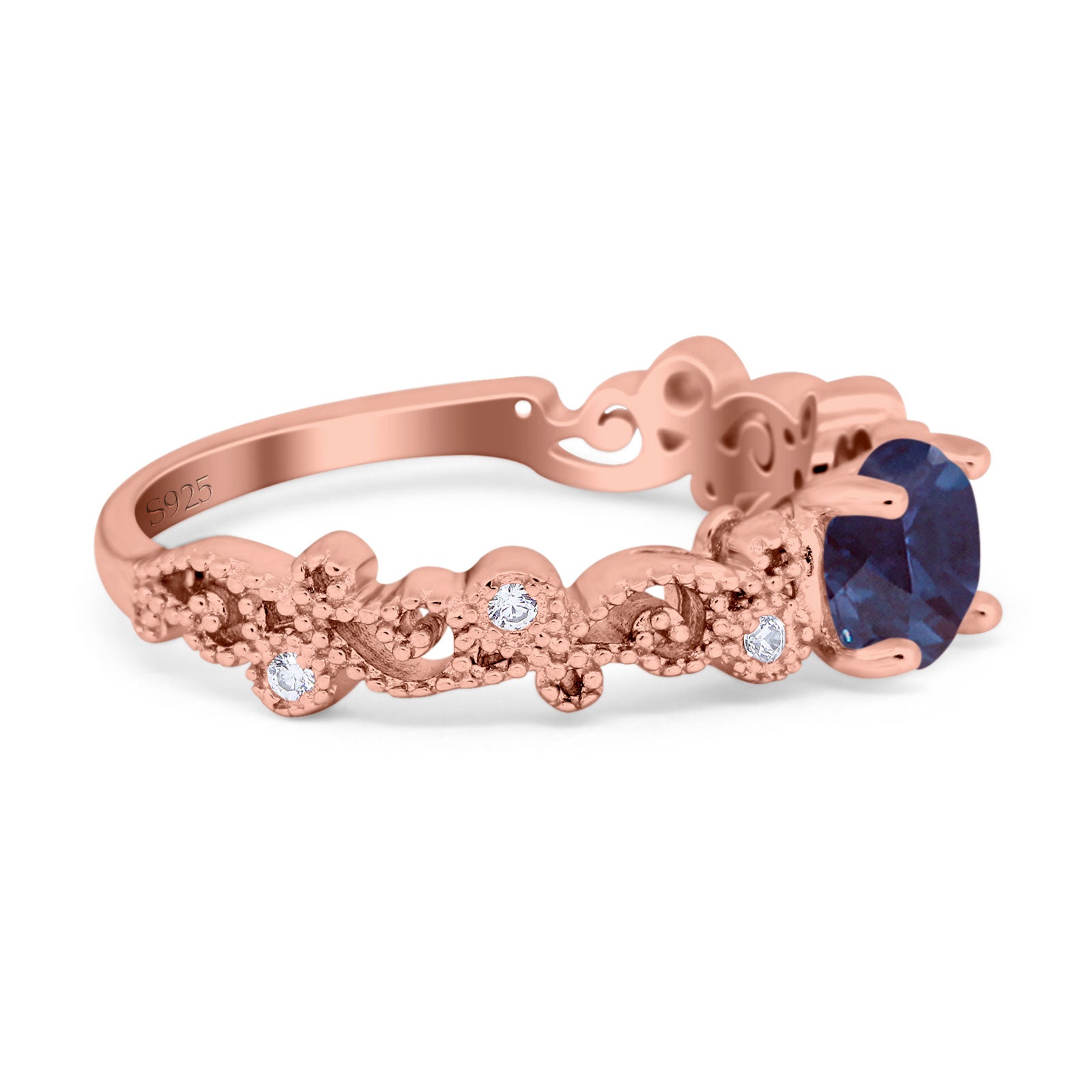 Round Natural Stone Filigree Beaded Ring