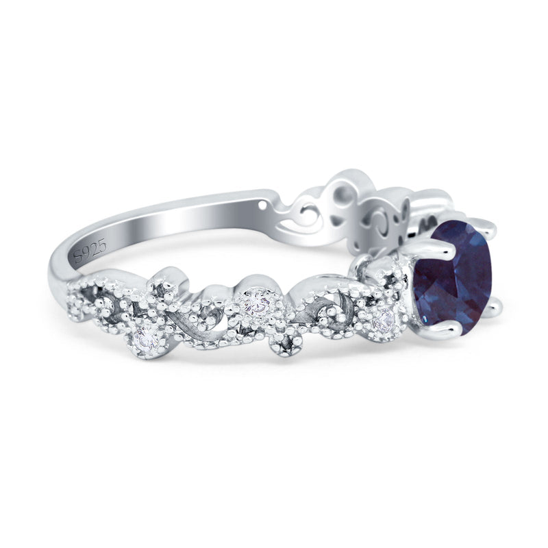 Round Natural Stone Filigree Beaded Ring