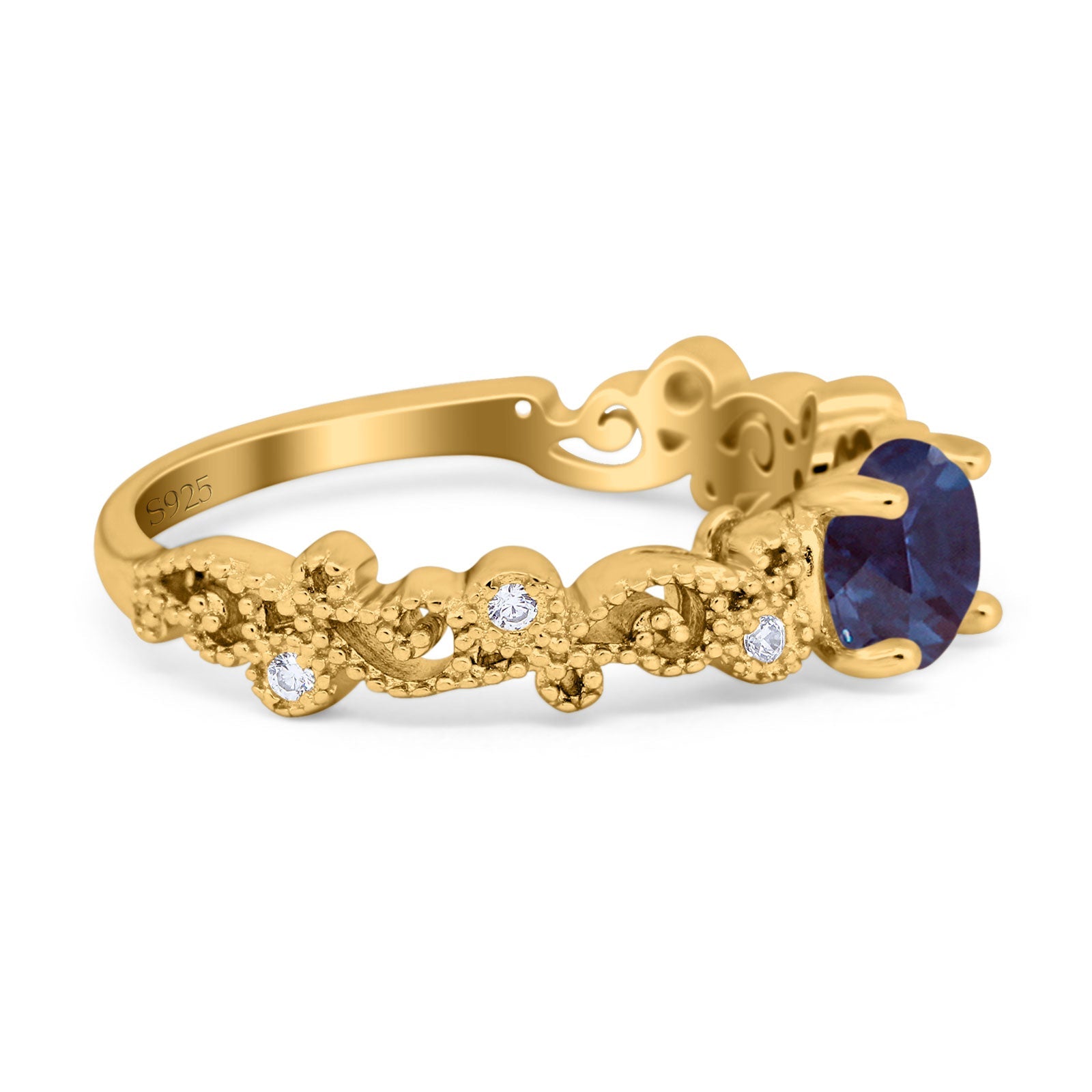 Round Natural Stone Filigree Beaded Ring
