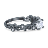 Round Natural Stone Filigree Beaded Ring