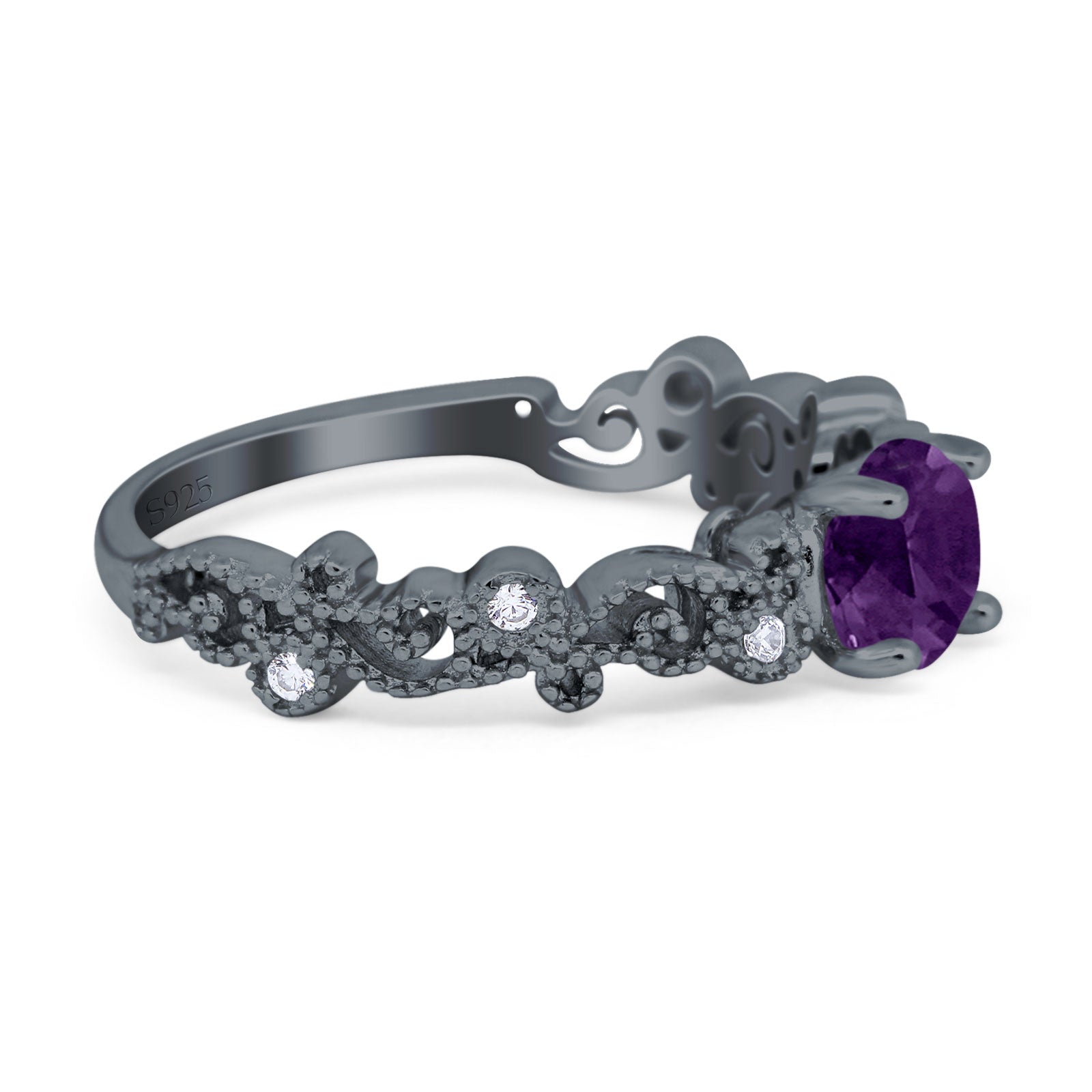 Round Natural Stone Filigree Beaded Ring