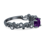 Round Natural Stone Filigree Beaded Ring