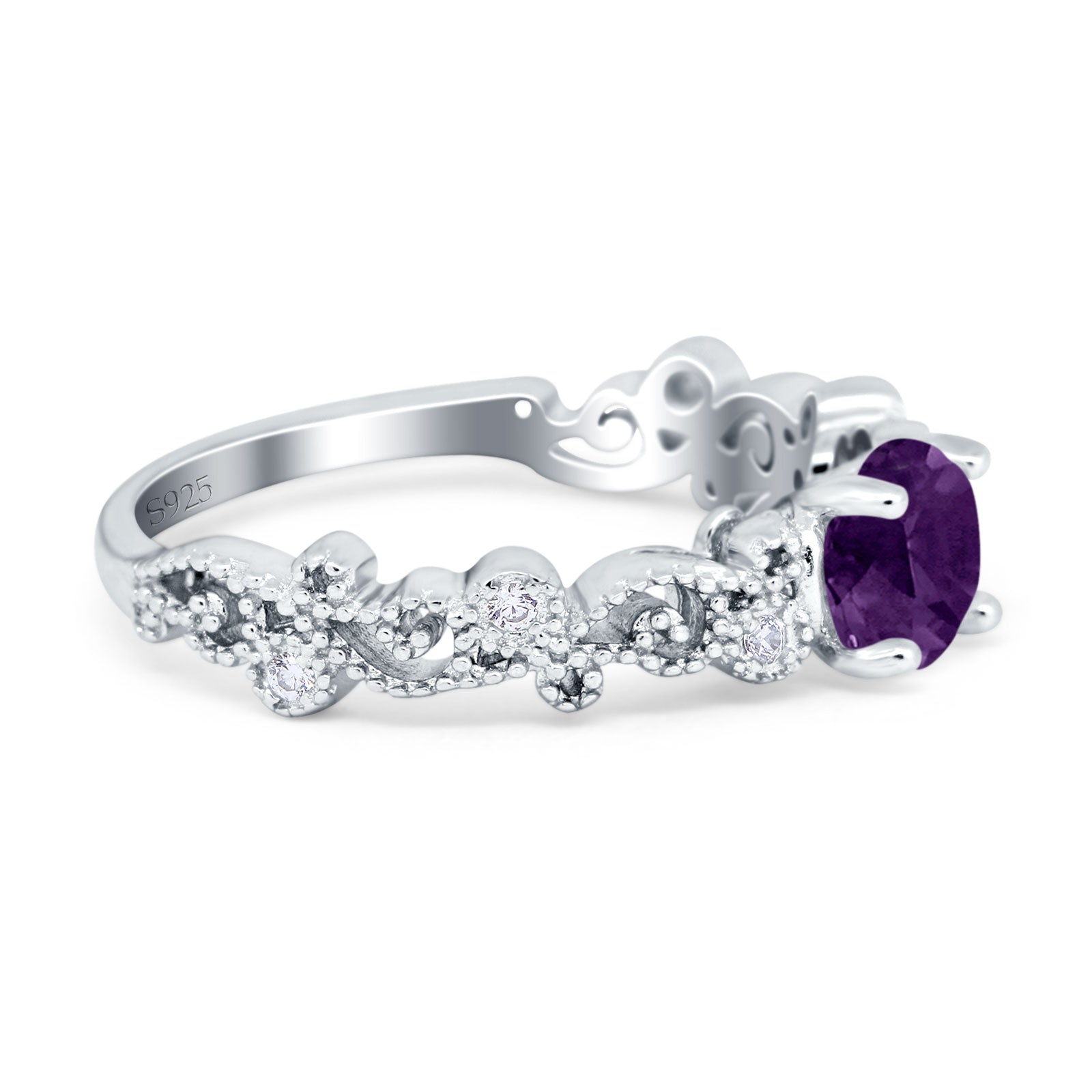 Round Natural Stone Filigree Beaded Ring