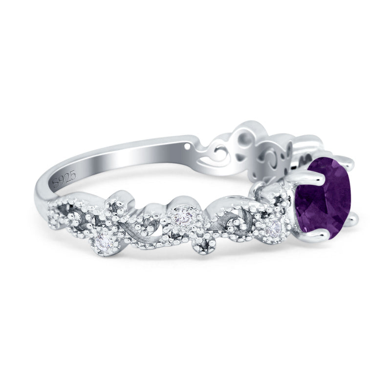Round Natural Stone Filigree Beaded Ring