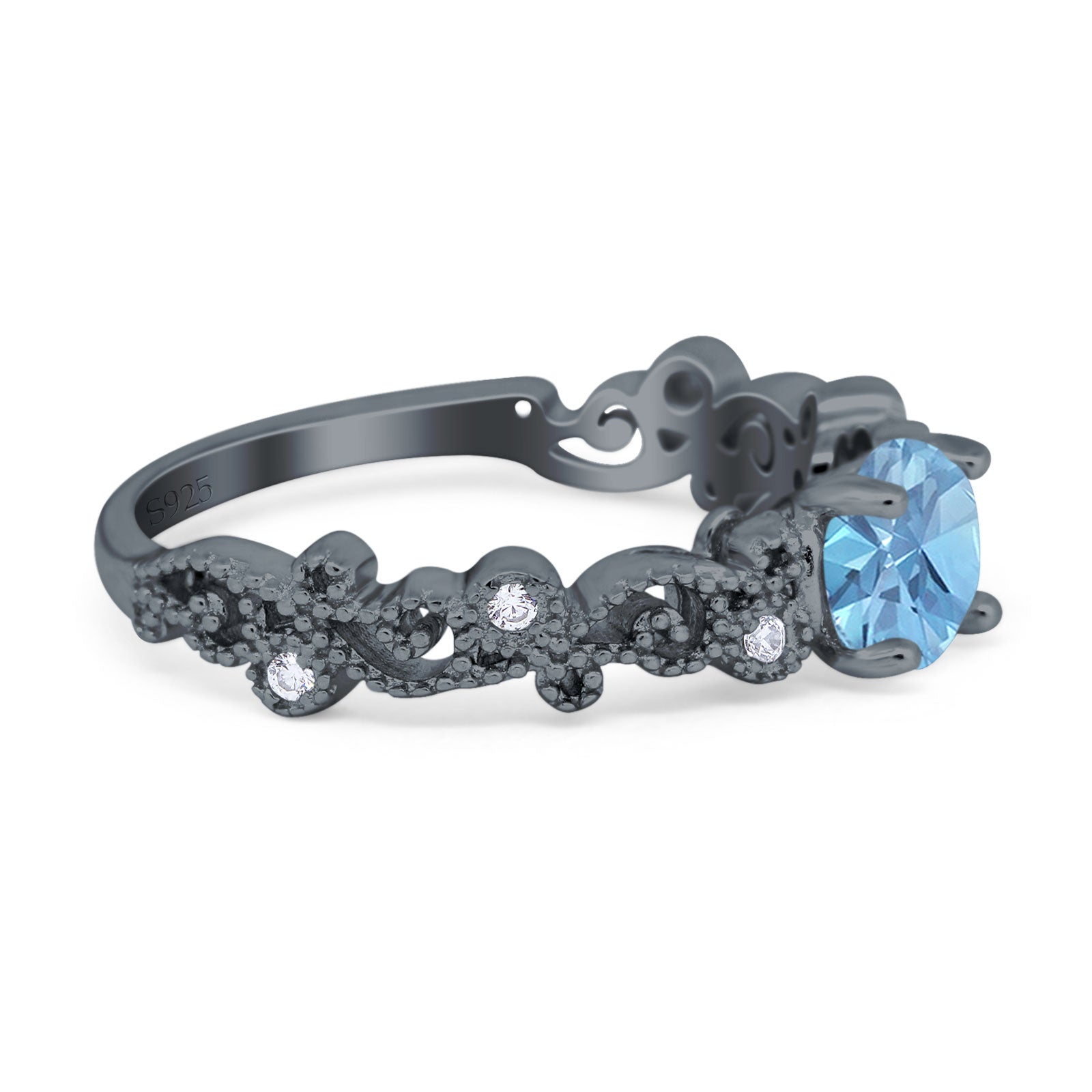 Round Natural Stone Filigree Beaded Ring