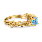 Round Natural Stone Filigree Beaded Ring
