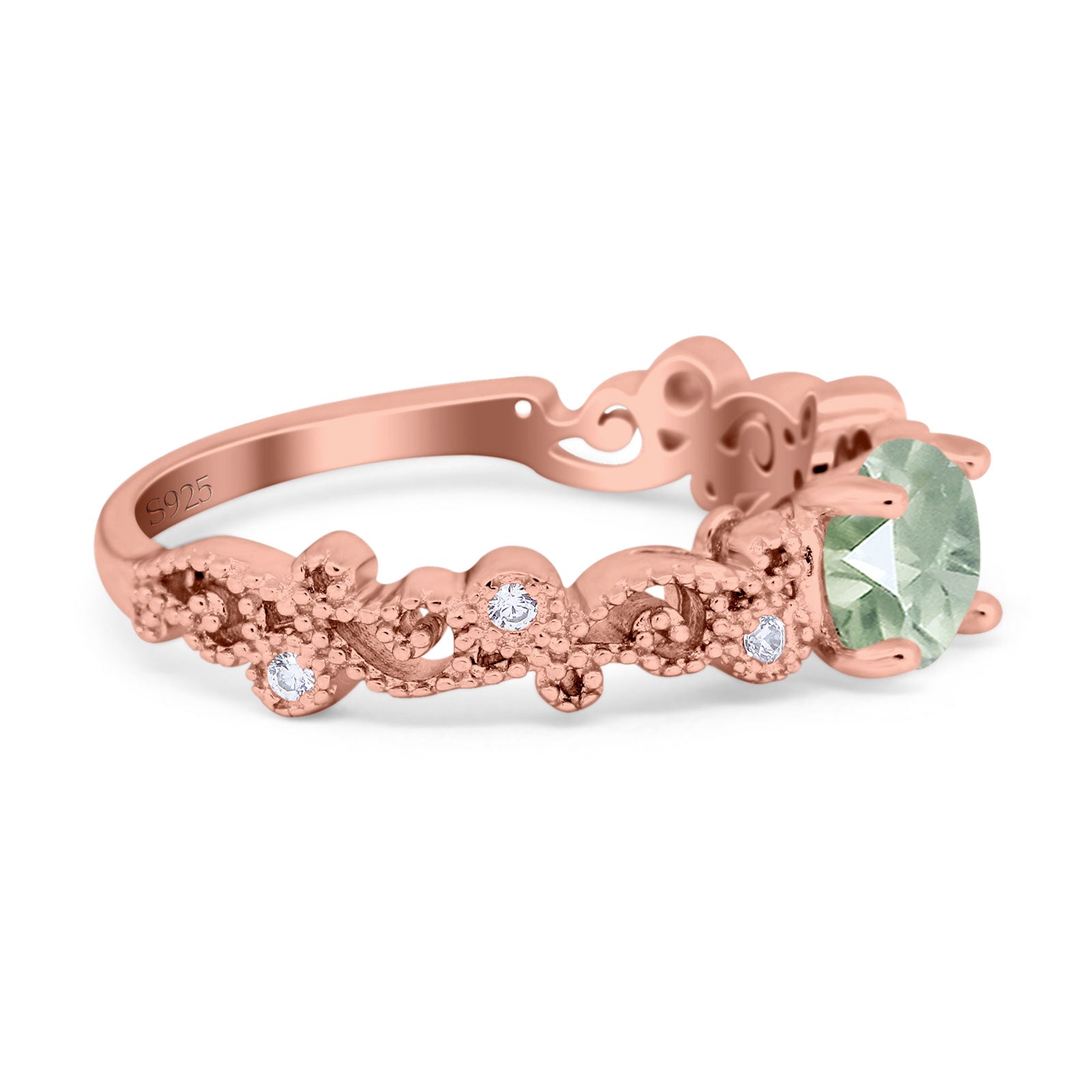 Round Natural Stone Filigree Beaded Ring