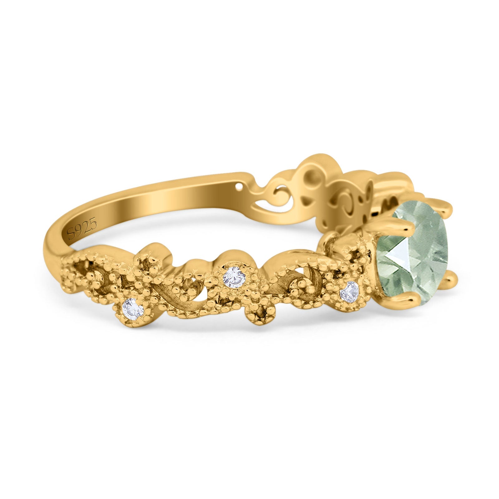 Round Natural Stone Filigree Beaded Ring